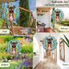 1 Pack Boxer Dog Hanging Wind Spinner 10 Inch Stained Glass Dog Front Door Flowers Shape Design 3D Hanging Wind Spinner for Garden Porch Home Dog Mom Dad Christmas Women Gift view 2