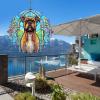 1 Pack Boxer Dog Hanging Wind Spinner 10 Inch Stained Glass Dog Front Door Flowers Shape Design 3D Hanging Wind Spinner for Garden Porch Home Dog Mom Dad Christmas Women Gift view 3