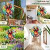 1 Pack Dascshund Dog Hanging Wind Spinner 10 Inch Stained Glass Dog Front Door Flowers Shape Design Metal Wind Sculpture Decorations for Farmhouse Garden Window Dog Owner Gift for Women Men view 2