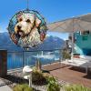 1 Pack Sealyham Terrier Dog Hanging Wind Spinners 10 Inch Stained Glass Dog Indoor Flowers Shape Design Art Ornament for Yard Porch Home Dog Lover Christmas Women Gift view 3