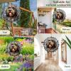 1 Pack Otterhound Dog Hanging Wind Spinners 10 Inch Stained Glass Dog Front Door Flowers Shape Design Laser Cut Metal Kinetic Art Wind Spinner for Farmhouse Home Balcony Dog Lover Worth Gift view 2
