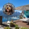 1 Pack Otterhound Dog Hanging Wind Spinners 10 Inch Stained Glass Dog Front Door Flowers Shape Design Laser Cut Metal Kinetic Art Wind Spinner for Farmhouse Home Balcony Dog Lover Worth Gift view 3