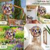 1 Pack Bulldog Dog Hanging Wind Spinner 10 Inch Stained Glass Dog Yard Flowers Shape Design Metal 3D Hanging Art Wind Spinner for Indoor Garden Porch Dog Lovers Christmas Women Gift view 2
