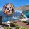 1 Pack Bulldog Dog Hanging Wind Spinner 10 Inch Stained Glass Dog Yard Flowers Shape Design Metal 3D Hanging Art Wind Spinner for Indoor Garden Porch Dog Lovers Christmas Women Gift view 3