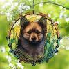 1 Pack Schipperke Dog Hanging Wind Spinner 10 Inch Stained Glass Dog Front Door Flowers Shape Design Metal 3D Hanging Art for Indoor Outdoor Window Dog Lover Christmas Women Gift view 1