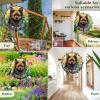 1 Pack Schipperke Dog Hanging Wind Spinner 10 Inch Stained Glass Dog Front Door Flowers Shape Design Metal 3D Hanging Art for Indoor Outdoor Window Dog Lover Christmas Women Gift view 2