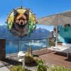 1 Pack Schipperke Dog Hanging Wind Spinner 10 Inch Stained Glass Dog Front Door Flowers Shape Design Metal 3D Hanging Art for Indoor Outdoor Window Dog Lover Christmas Women Gift view 3