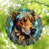 1 Pack Catahoula Leopard Dog Dog Hanging Wind Spinner 10 Inch Stained Glass Dog Yard Flowers Shape Design Aluminum Metal Wind Spinners for Farmhouse Window Outdoor Dog Owner Christmas Women Gift view 1