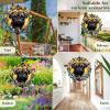 1 Pack Pug Dog Wind Spinners 10 Inch Stained Glass Dog Home Flowers Shape Design Metal 3D Hanging Art Wind Spinner for Window Balcony Garden Dog Lovers Gift for Women Men view 2