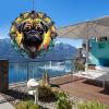 1 Pack Pug Dog Wind Spinners 10 Inch Stained Glass Dog Home Flowers Shape Design Metal 3D Hanging Art Wind Spinner for Window Balcony Garden Dog Lovers Gift for Women Men view 3