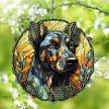 1 Pack Catahoula Leopard Dog Dog Hanging Wind Spinners 10 Inch Stained Glass Dog Balcony Flowers Shape Design Aluminum Reflective Wind Spinners for Window Porch Farmhouse Dog Lover Gift for Women Men view 1