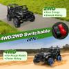 24V XL Ride on Car with Remote Control, JOYRACER 2 Seater 4WD/2WD Switchable Electric Car for Kids w/20 Inch Wide Seat, Gift Flower, 4X200W Power Car Wheels 24 Volt Big Truck for Boys Girls, Black view 3