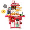 Upgrade Toy Kitchen Set for Kids Toddlers Mini Kitchen Playset with Spray Sink & Realistic Lighting Pretend Cooking Toys for 3 4 5 Year Old Girls Boys Gifts (Red) view 1