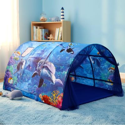 Wowangce Ocean Bed Tent for Kids Large Kids Twin Tent Toddler Play Bed with Carry Bag Foldable for Girls Boys Bedroom Indoor Games