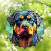 1 Pack Rottweiler Dog Wind Spinner 10 Inch Stained Glass Dog Balcony Flowers Shape Design Aluminum Metal Wind Spinners for Front Door Home Garden Dog Mom Dad Christmas Women Gift view 1