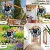 1 Pack Pug Dog Hanging Wind Spinner 10 Inch Stained Glass Dog Outdoor Flowers Shape Design Laser Cut Metal Kinetic Art Wind Spinner for Yard Front Door Home Dog Lovers Gift for Christmas view 2