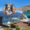 1 Pack Border Collie Dog Wind Spinner 10 Inch Stained Glass Dog Front Door Flowers Shape Design Metal Wind Spinners for Balcony Farmhouse Home Dog Owner Worth Gift view 3