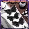 6 Pcs Bat Bow Hair Clips Halloween Bat Hair Clip Goth Halloween Hair Barrettes for Women Girls, 4inch view 2