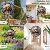 1 Pack Poodle Dog Hanging Wind Spinners 10 Inch Stained Glass Dog Front Door Flowers Shape Design Metal Wind Sculpture Decorations for Balcony Outdoor Porch Dog Mom Dad Gift for Women Men view 2