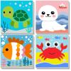 TOSTOG 4 Pack Paint by Number for Kids with Wooden Frame, DIY Cute Sea Animals Paint by Numbers for Kids Ages 4-8, Acrylic Oil Painting Kits Easy Paint by Number for Gift Home Wall Decor 8in X 8in view 1