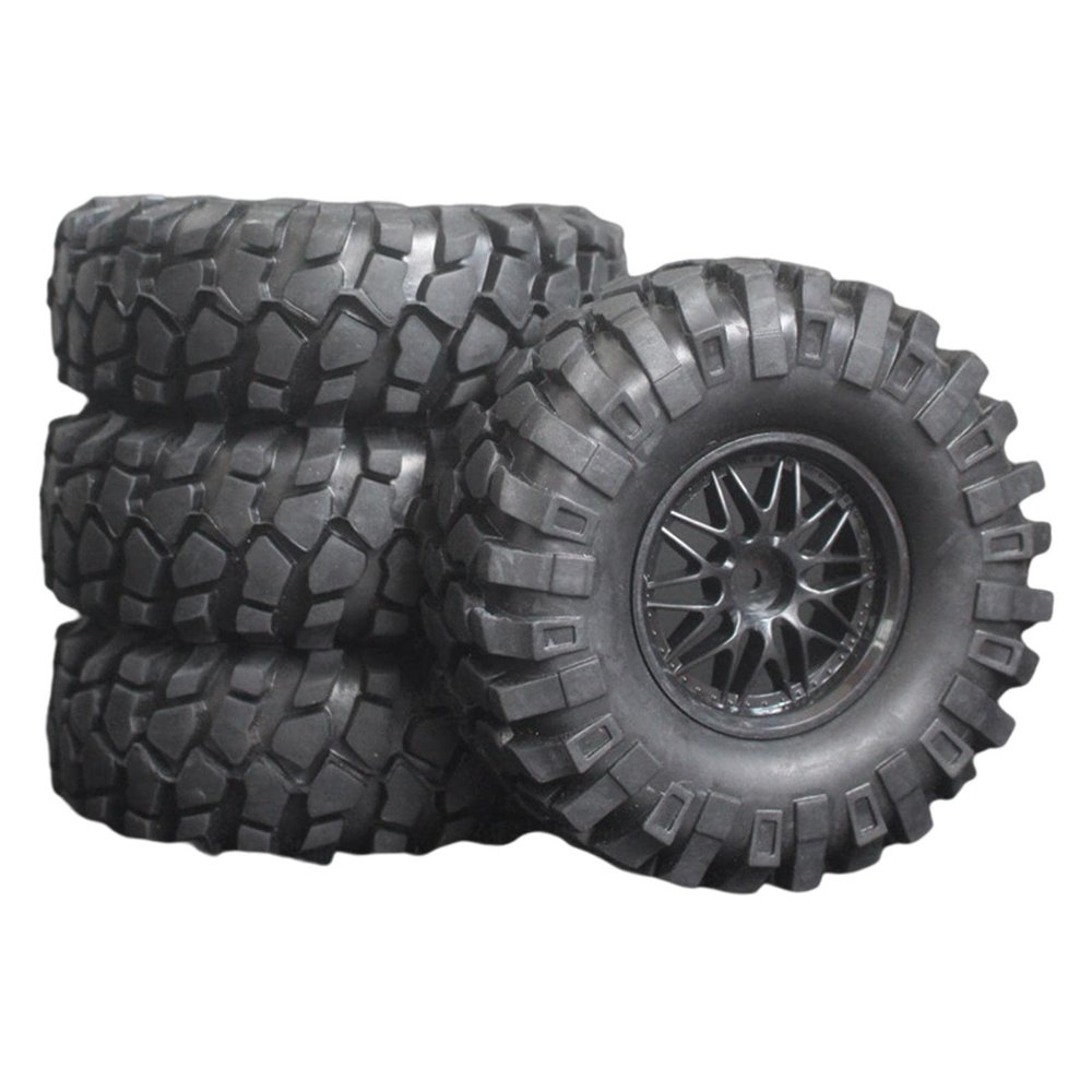 4pcs Rubber Tires & for SCX10 90046 Model Buggy Black