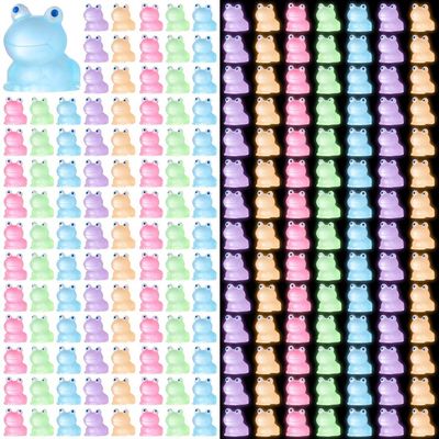 200 Glow-In-The-Dark Miniature Resin Frogs For Diy Garden Ornaments, Colorful Frog Figures For Dollhouse Accessories And Crafting Projects