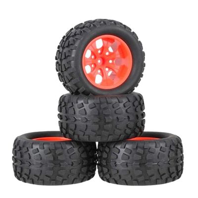 125mm Rubber Tires 12mm Hex for 94108 94188 Car (4-Pack) Red