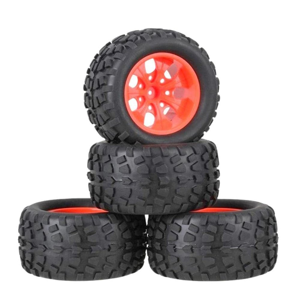 125mm Rubber Tires 12mm Hex for 94108 94188 Car (4-Pack) Red