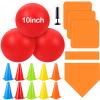 Jenaai 20 Pcs Sports Kickball Set, 3 10'' Playground Ball, 5 Rubber Throw Down Bases, Ball Pump, Net Bag, 10 Foul Line Cones, Kickball All in One Kit for Kids Adults Playground Backyard Game(Orange) view 1