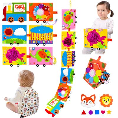 HLGHUWEDITY Baby Montessori Busy Board,Educational Learning Sensory Activity & Fine Motor Skills for Toddlers,Toddler Busy Book,Birthday Gifts for Boys & Girls,Travel Essentials for Airplane & Car