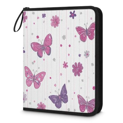 Kuquteed Purple Butterflies Trading Card Binder 9 Pocket 900 Cards Holder Collector Album with 50 Removable Sleeves Gifts for Boys Girls Flowers Dotted Sports Game Cards