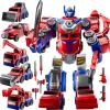 MSKOLER Robot Toys for Kids 3-5 Magnet Transforming Robot 5-in-1 Educational Toys Easy DIY Assembling Vehicle Playsets for Boys and Girls (Red) view 1