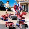 MSKOLER Robot Toys for Kids 3-5 Magnet Transforming Robot 5-in-1 Educational Toys Easy DIY Assembling Vehicle Playsets for Boys and Girls (Red) view 2