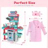 Doctor Kit for Kids 3-5, Toddler Play Set with Rolling Cart, Costume, and Stethoscope, Role Play Kids Doctors Set Educational Birthday Gift for Girls(Pink) view 2