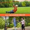 GIMPYN Zip Line Slackline Kit for Kids and Adults  65ft Ninja Course Zipline with Pulley, Tree Protectors, 2-in-1 Backyard Outdoor Warrior Training Set view 4
