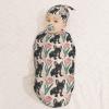 Muishi Black French Bulldog and Tulips Newborn Swaddle Blankets Hat Sets Soft Baby Receiving Blanket Swaddle Sack for Baby Shower Infant Boy Girl Gift view 3