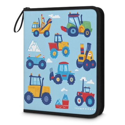Kuquteed Cartoon Truck Trading Card Binder 9 Pocket 900 Cards Holder Collector Album with 50 Removable Sleeves Gifts for Boys Girls Excavator Cars Sports Game Cards