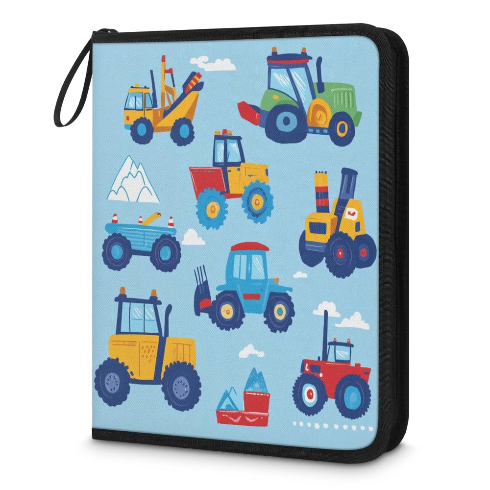 Kuquteed Cartoon Truck Trading Card Binder 9 Pocket 900 Cards Holder Collector Album with 50 Removable Sleeves Gifts for Boys Girls Excavator Cars Sports Game Cards