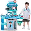 Doctor Kit for Kids 3-5, Toddler Play Set with Rolling Cart, Costume, and Stethoscope, Role Play Kids Doctors Set Educational Birthday Gift for Girls (Blue) view 1