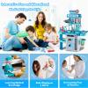 Doctor Kit for Kids 3-5, Toddler Play Set with Rolling Cart, Costume, and Stethoscope, Role Play Kids Doctors Set Educational Birthday Gift for Girls (Blue) view 4