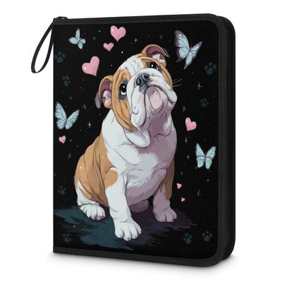 Kuquteed Cute Pug Trading Card Binder 9 Pocket 900 Cards Holder Collector Album with 50 Removable Sleeves Gifts for Boys Girls Dog Butterfly Sports Game Cards