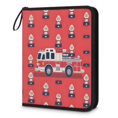 Kuquteed Fire Truck Trading Card Binder 4 Pocket 400 Cards Holder Collector Album with 50 Removable Sleeves Toys Gifts for Boys Girls Car Traffic Sports Game Cards