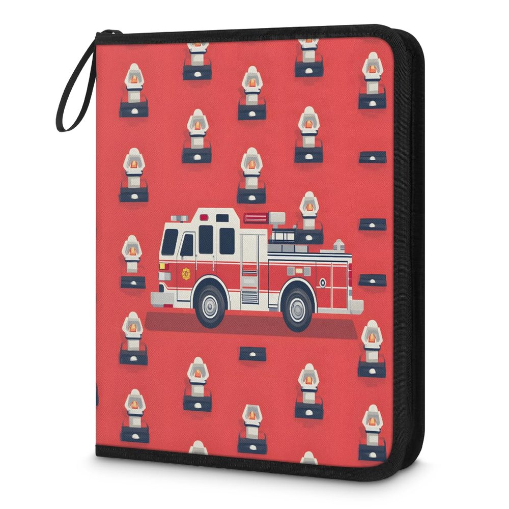 Kuquteed Fire Truck Trading Card Binder 4 Pocket 400 Cards Holder Collector Album with 50 Removable Sleeves Toys Gifts for Boys Girls Car Traffic Sports Game Cards