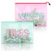 SilTriangle 2 Pack 13.6 x 9.7 Inch Empty Mahjong Tile Bag American PVC Clear Mahjong Case Size 166 Waterproof Zippered Storage Tile Holder Rack Bag for Game Lover Gift Travel, Case Only view 1
