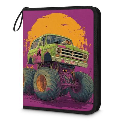 Kuquteed Monster Truck Trading Card Binder 9 Pocket 900 Cards Holder Collector Album with 50 Removable Sleeves Toys Gifts for Boys Girls Purple Sports Game Cards