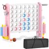 KORIMEFA Giant 4-in-a-Row Game - Jumbo 4 to Score Family Yard Game Set for Kids Adults, Height Adjustable with Golf Accessory, Pink with Bag view 1