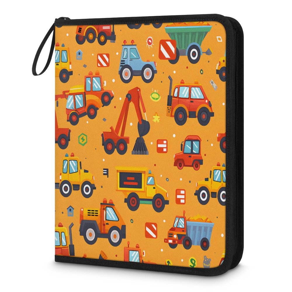 Kuquteed Excavator Car Trading Card Binder 4 Pocket 400 Cards Holder Collector Album with 50 Removable Sleeves Toys Gifts for Boys Girls Truck Sports Game Cards