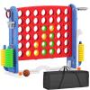 KORIMEFA Giant 4-Connect Jumbo Yard Game  4-in-1 Adjustable Height Outdoor Ring Toss & Lawn Game Set with 42 Jumbo Rings, Golf, Basketball  Family Fun (Blue) view 1