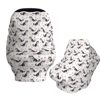 Muishi Funny Husky Dogs Baby Car Seat Covers Carseat Canopy Soft Infant Stroller Cover Nursing Breastfeeding Covers for Girls Boys Newborn