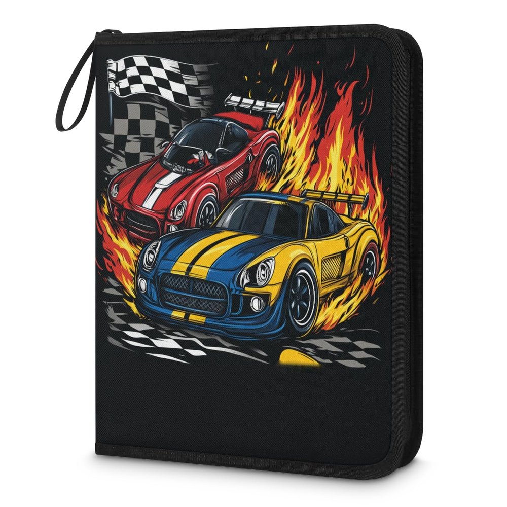 Kuquteed Flame Race Trading Card Binder 9 Pocket 900 Cards Holder Collector Album with 50 Removable Sleeves Gifts for Boys Girls Racing Cars Sports Game Cards